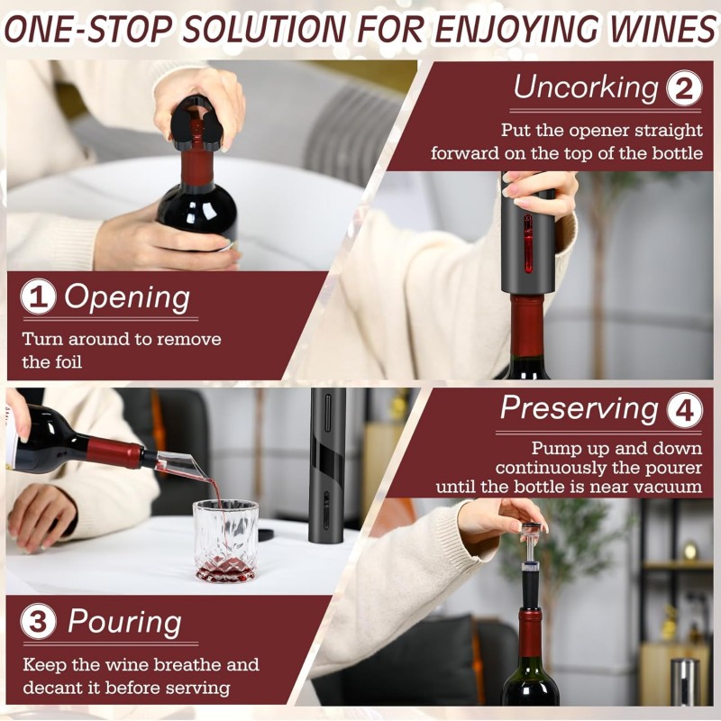 Şarj edilebilir Çok Fonksiyonl - Wine Opener Electric incelemesi ve fiyatı